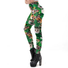 Load image into Gallery viewer, St Patrick&#39;s Day Design Leggings - Green Animal Print Irish Leggings S
