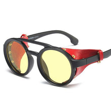Load image into Gallery viewer, Steampunk Round Retro Shades Sunglasses Sunglasses C1 bright black
