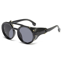 Load image into Gallery viewer, Steampunk Round Retro Shades Sunglasses Sunglasses C1 bright black
