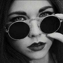 Load image into Gallery viewer, Steampunk Vintage Round Flip Frame Sunglasses Sunglasses black

