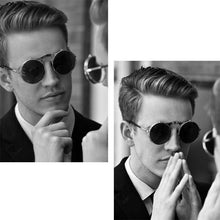 Load image into Gallery viewer, Steampunk Vintage Round Flip Frame Sunglasses Sunglasses black

