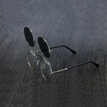 Load image into Gallery viewer, Steampunk Vintage Round Flip Frame Sunglasses Sunglasses black
