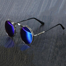 Load image into Gallery viewer, Steampunk Vintage Round Flip Frame Sunglasses Sunglasses black
