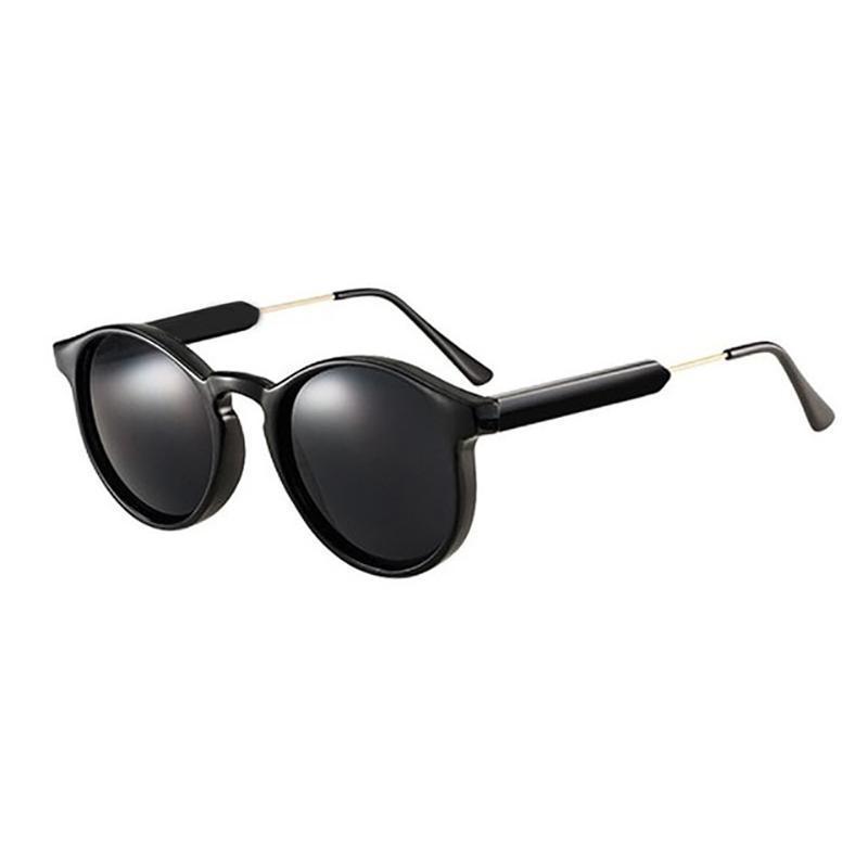 Thick Frame Round Vintage Shades Sunglasses Black