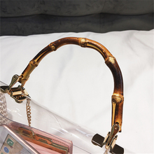 Load image into Gallery viewer, Transparent Rattan Bag with Bamboo Handle Rattan Bags Beige / 21cm x 13cm x 7cm
