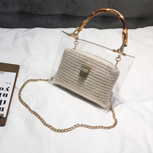 Load image into Gallery viewer, Transparent Rattan Bag with Bamboo Handle Rattan Bags Beige / 21cm x 13cm x 7cm
