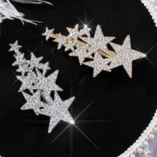 Load image into Gallery viewer, Zirzon Rhinestone Five-Star Hair Clips HairClips Gold
